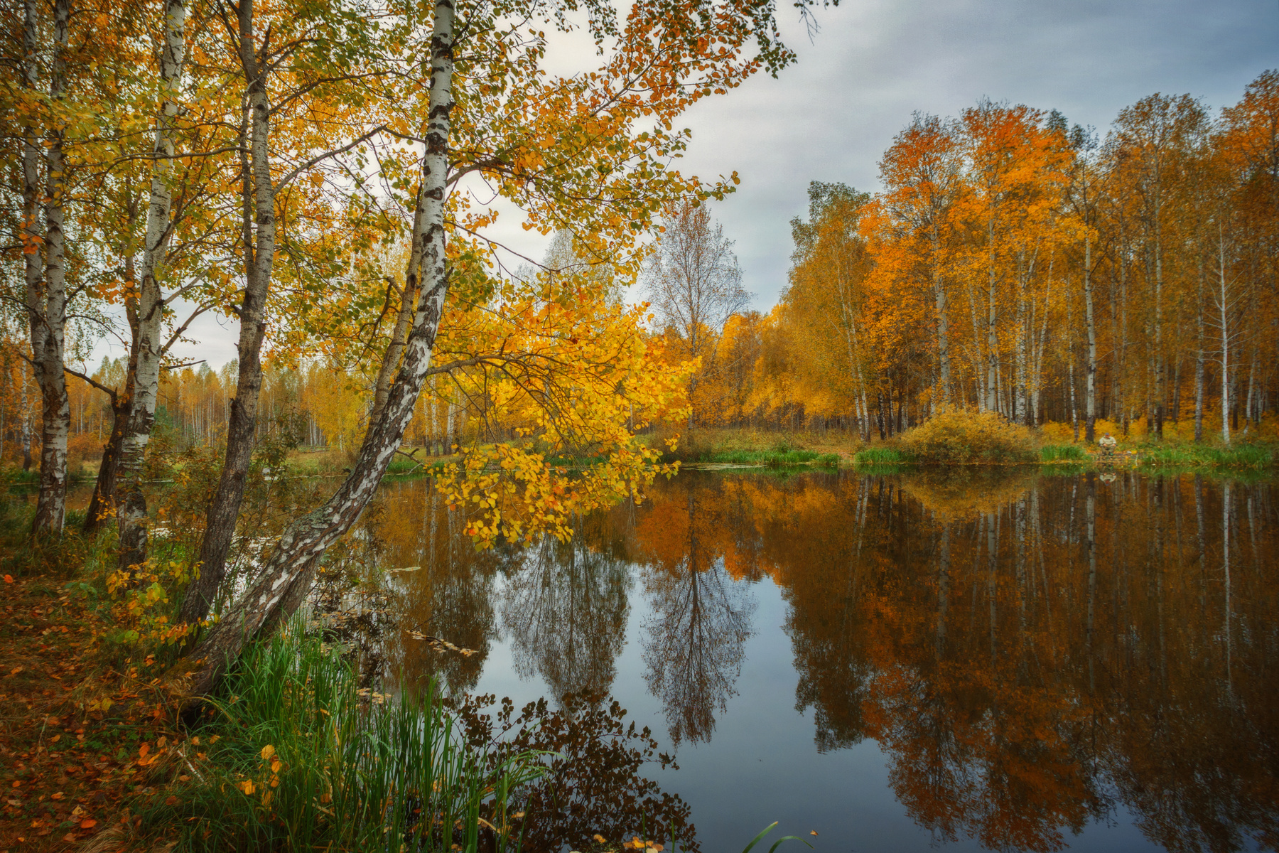 Осени краски багряные озеро горы лес природа закат рассвет красота приключения путешествие облака Урал