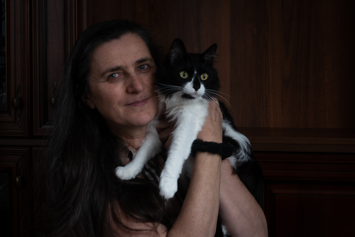 Портрет с котом кот кошка девушка портрет