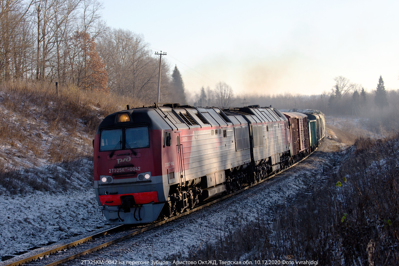2ТЭ25КМ-0042 тепловоз 2ТЭ25КМ грузовой поезд