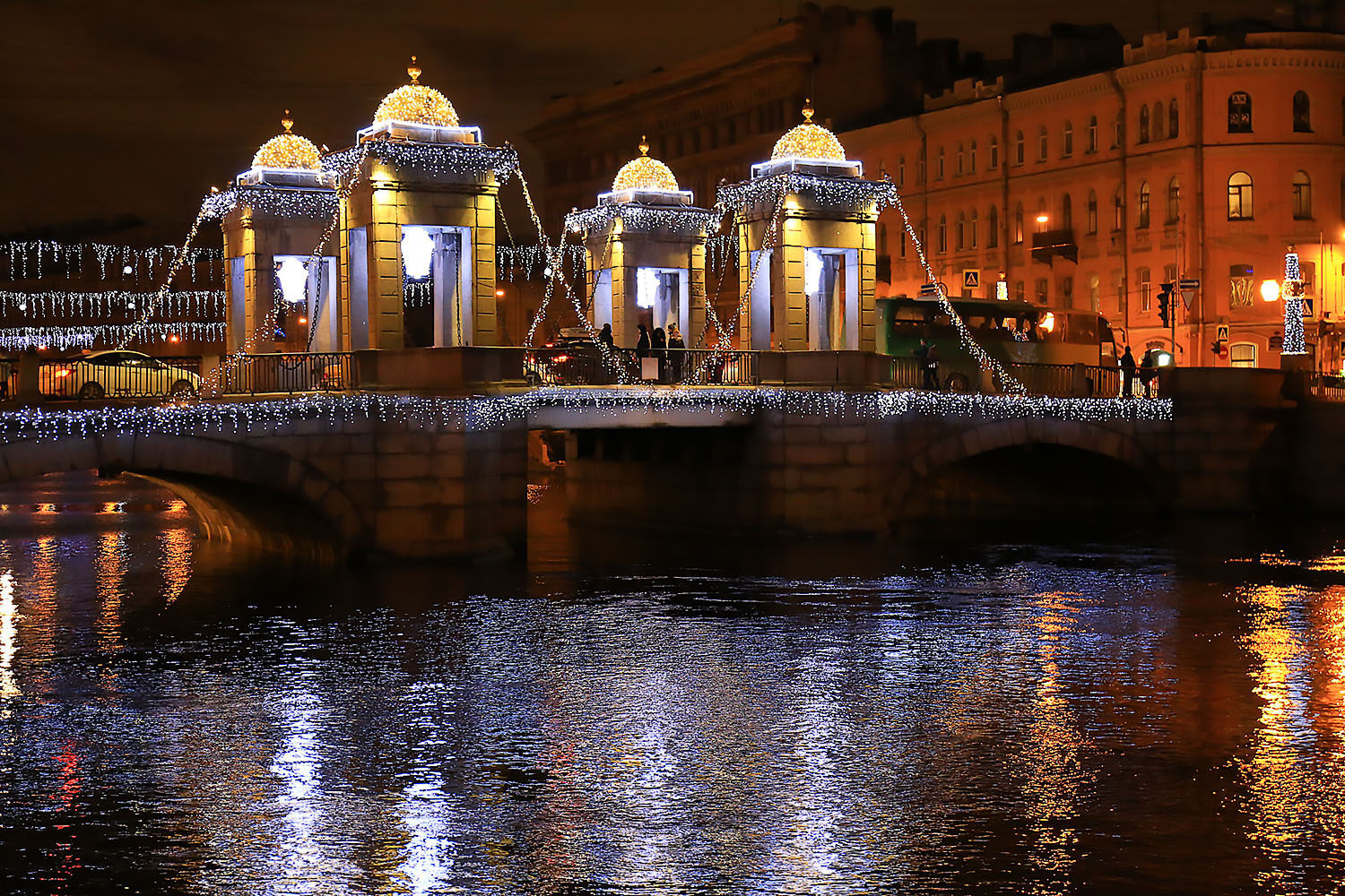 Ощущение новогоднего волшебства! Санкт-Петербург Ленинград Новый Год Рождество мост огни радость счастье ощущение отражение река