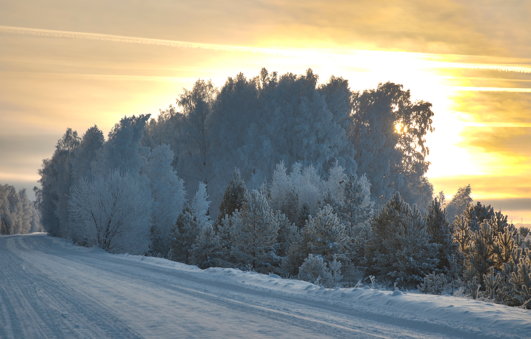 Зимний пейзаж Зима Природа Деревня Вечер Закат Пейзаж Иней Дорога Лес Сибирь Мороз
