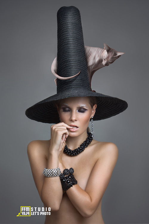 witch willy-nilly... ведьма, кошка, сфинкс, шляпа, Alex.Zhernosek, witch, cat, sphynx, hat