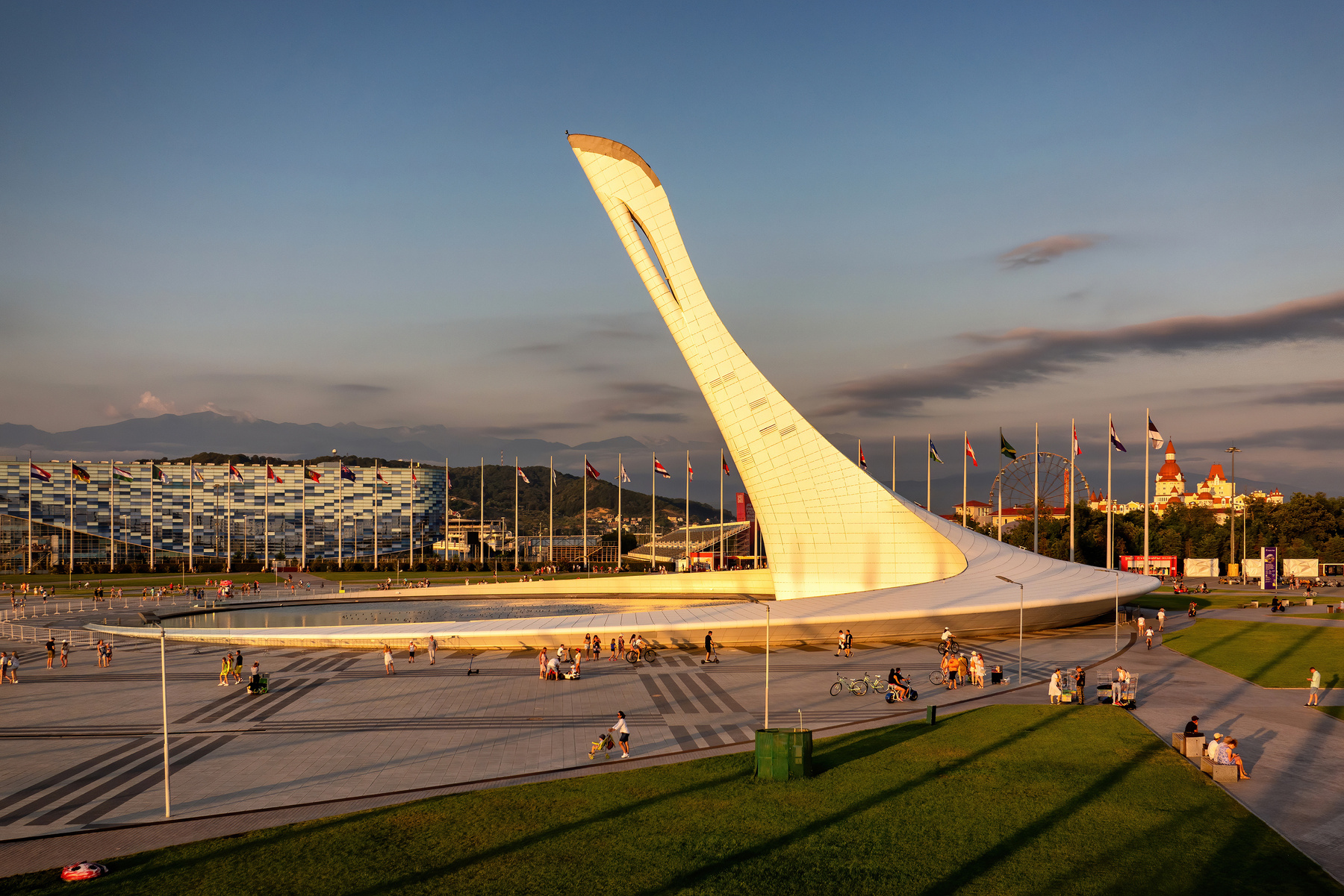 Олимпийская открытка антонмазаев antonmazaev сочи sochi закат вечер солнце олимпийский парк пейзаж панорама адлер путешествия туризм