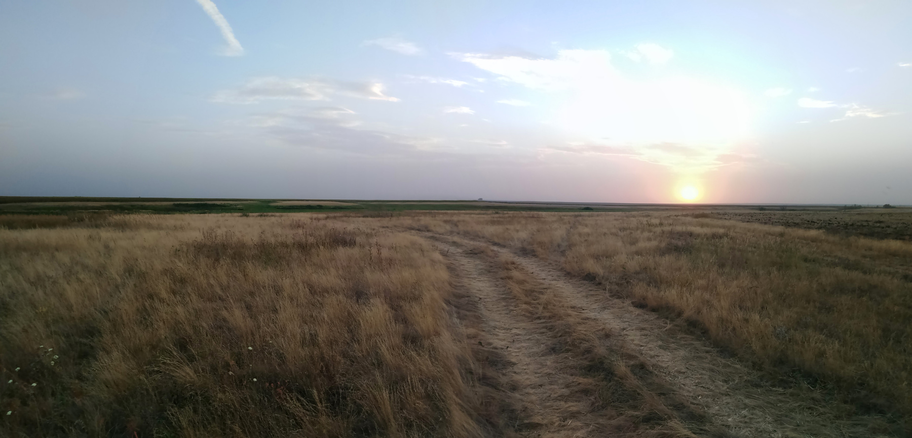 В поле блажь на склоне дня степь сентябрь Саратовская область поле пейзаж Панорама осень закат дорога
