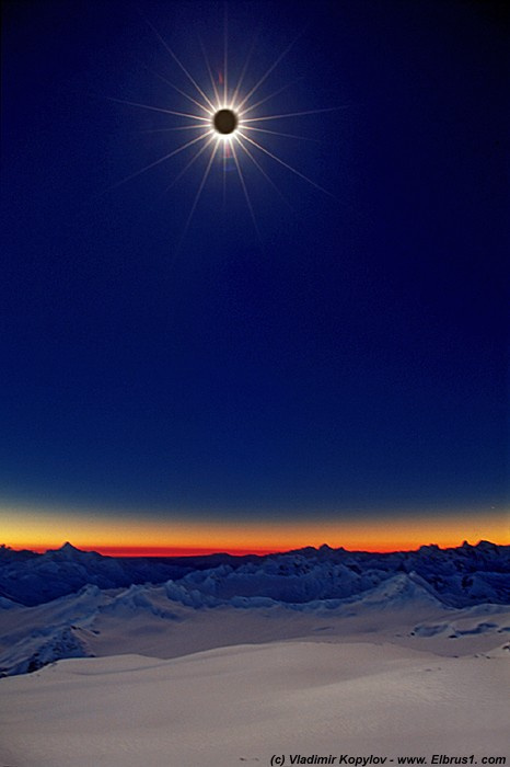 За мгновение до того, как наступила тьма... Кавказ Эльбрус Солнечное затмение