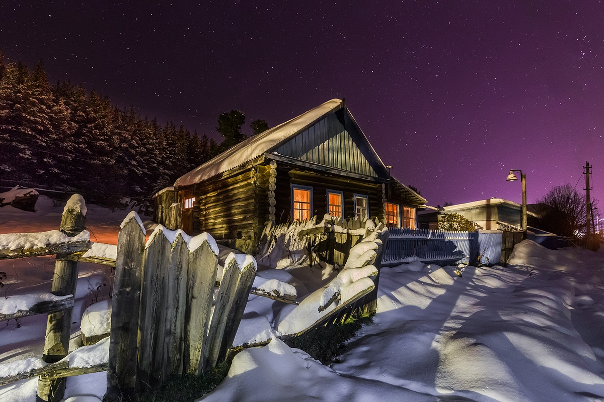 Среди зимних снов ивдель урал зима мороз ночь домик свердловская область северный