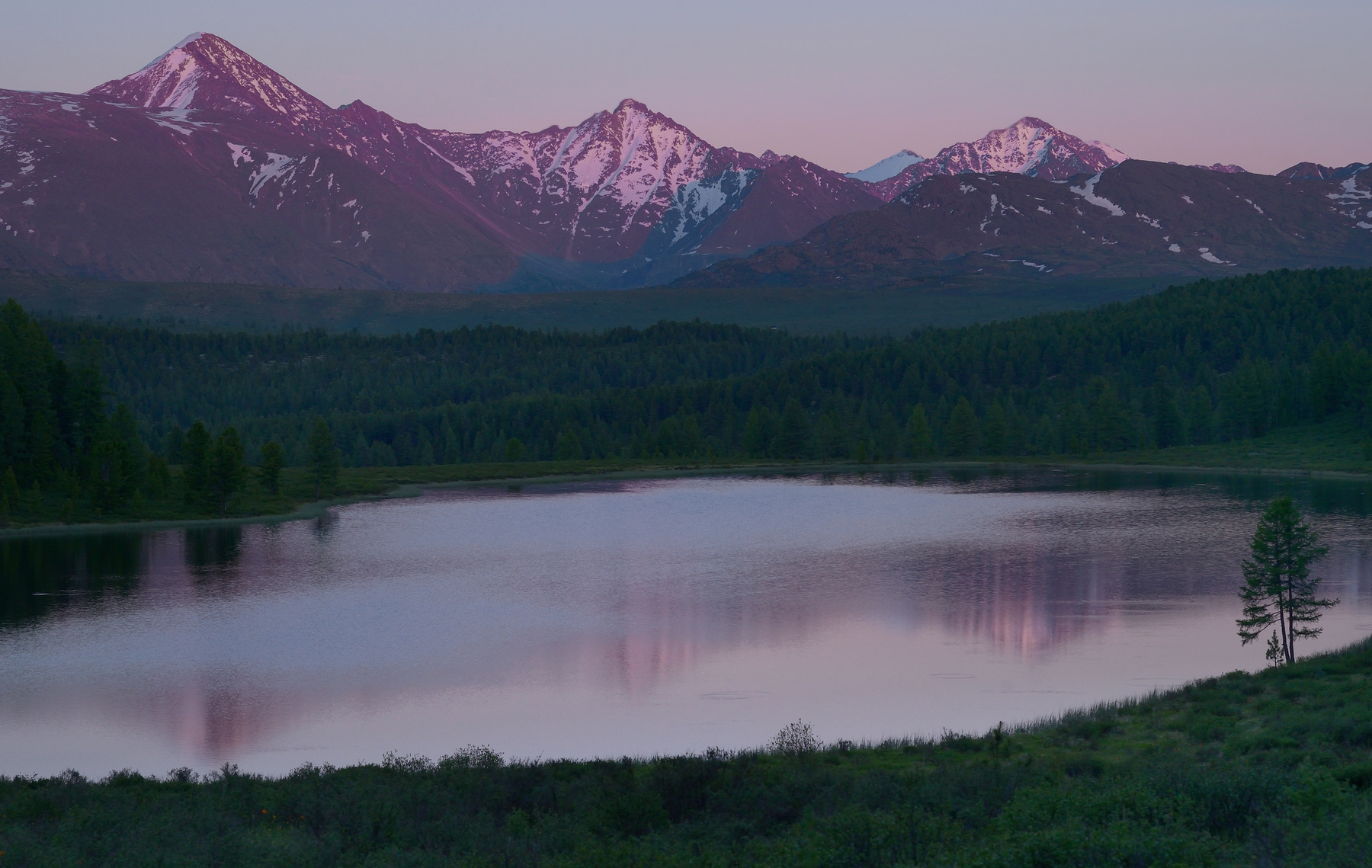 Вечернее Киделю Алтай Улаганское плато озеро Киделю вечер