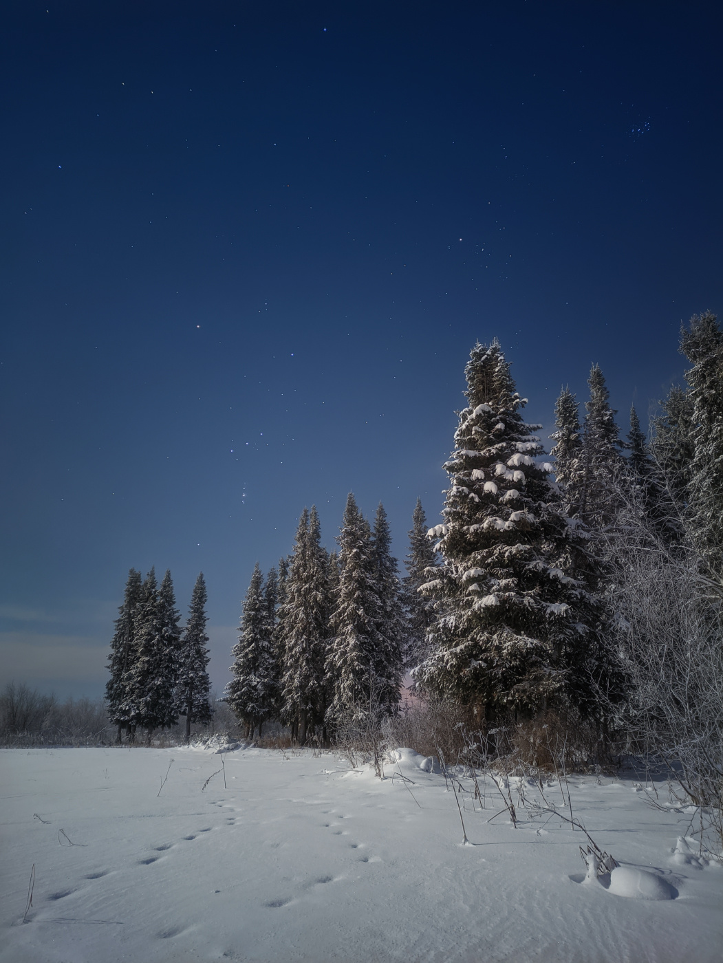 Северная ночь Печора Коми Мороз