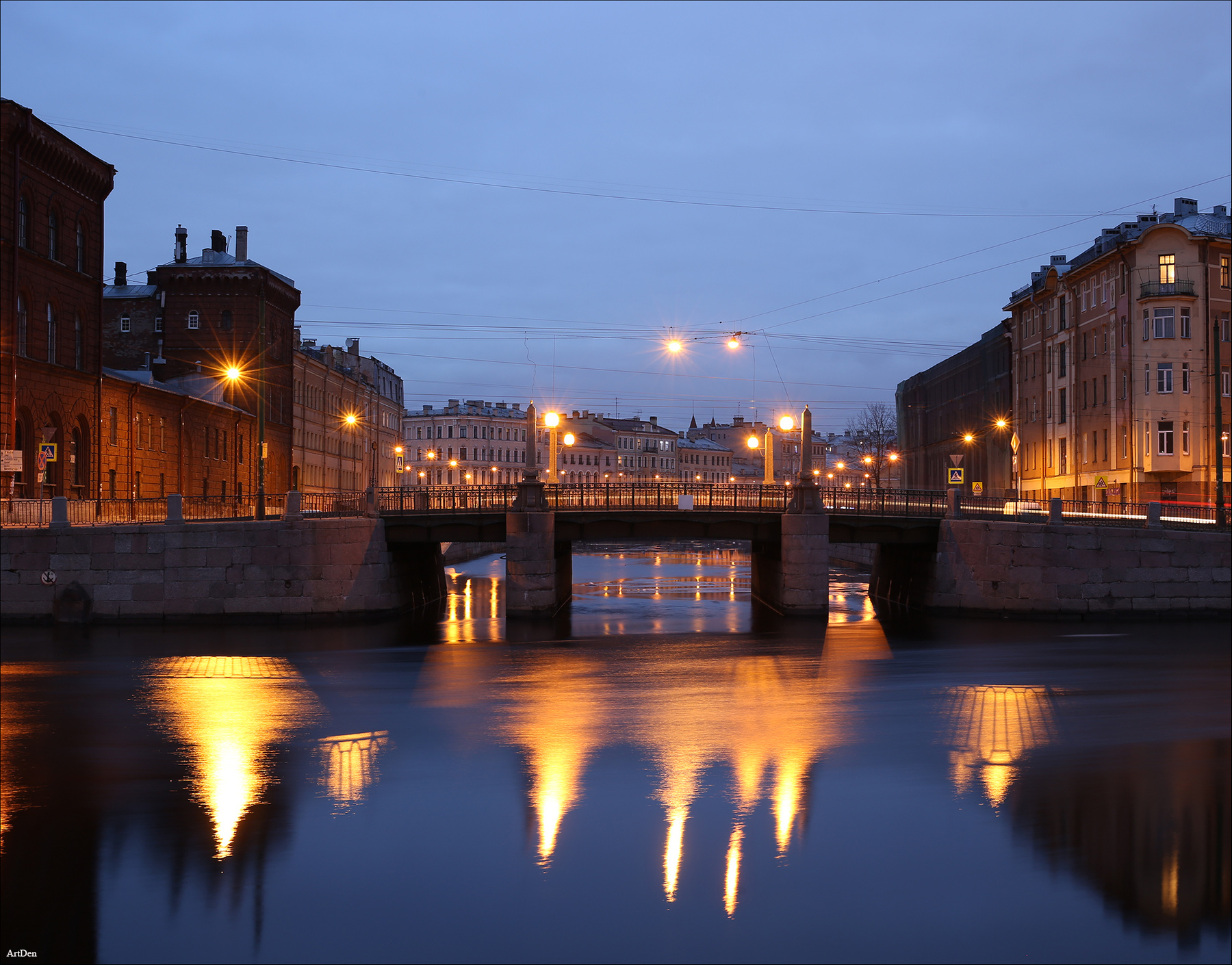 Мало-Калинкин мост на закате Россия СанктПетербург Петербург Питер СПБ длинная выдержка