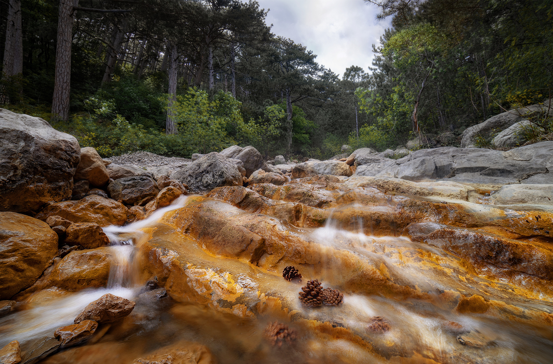 "Золотые ступени" лестница лес река горы крым природа водопад