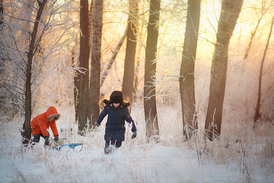 *** детский фотограф новосибирск детская фотосессия филиппова олеся новогодняя зима зимний лес зимняя
