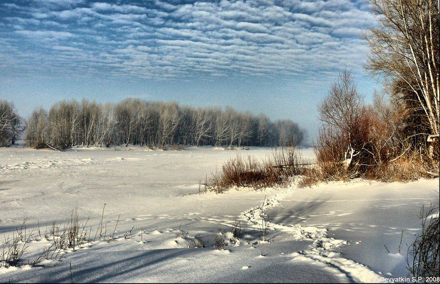Зимний пейзаж зима снег Белая