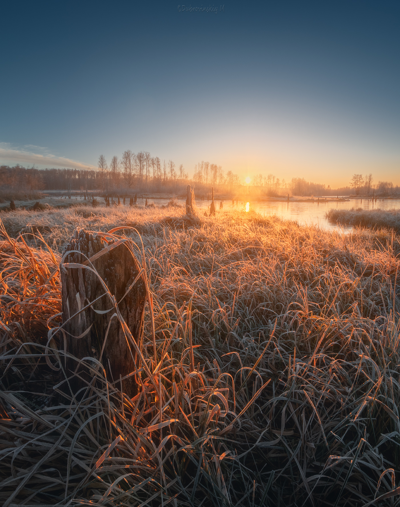 Морозное утро на реке Мильчус Мильчус река мороз иней рассвет утро природа