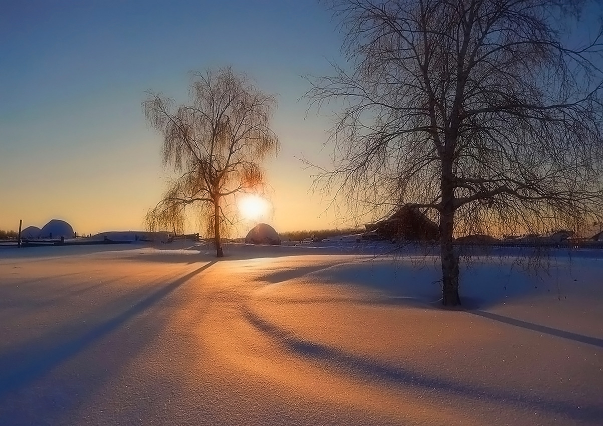 Зимний вечер Сибирь зима вечер пейзаж