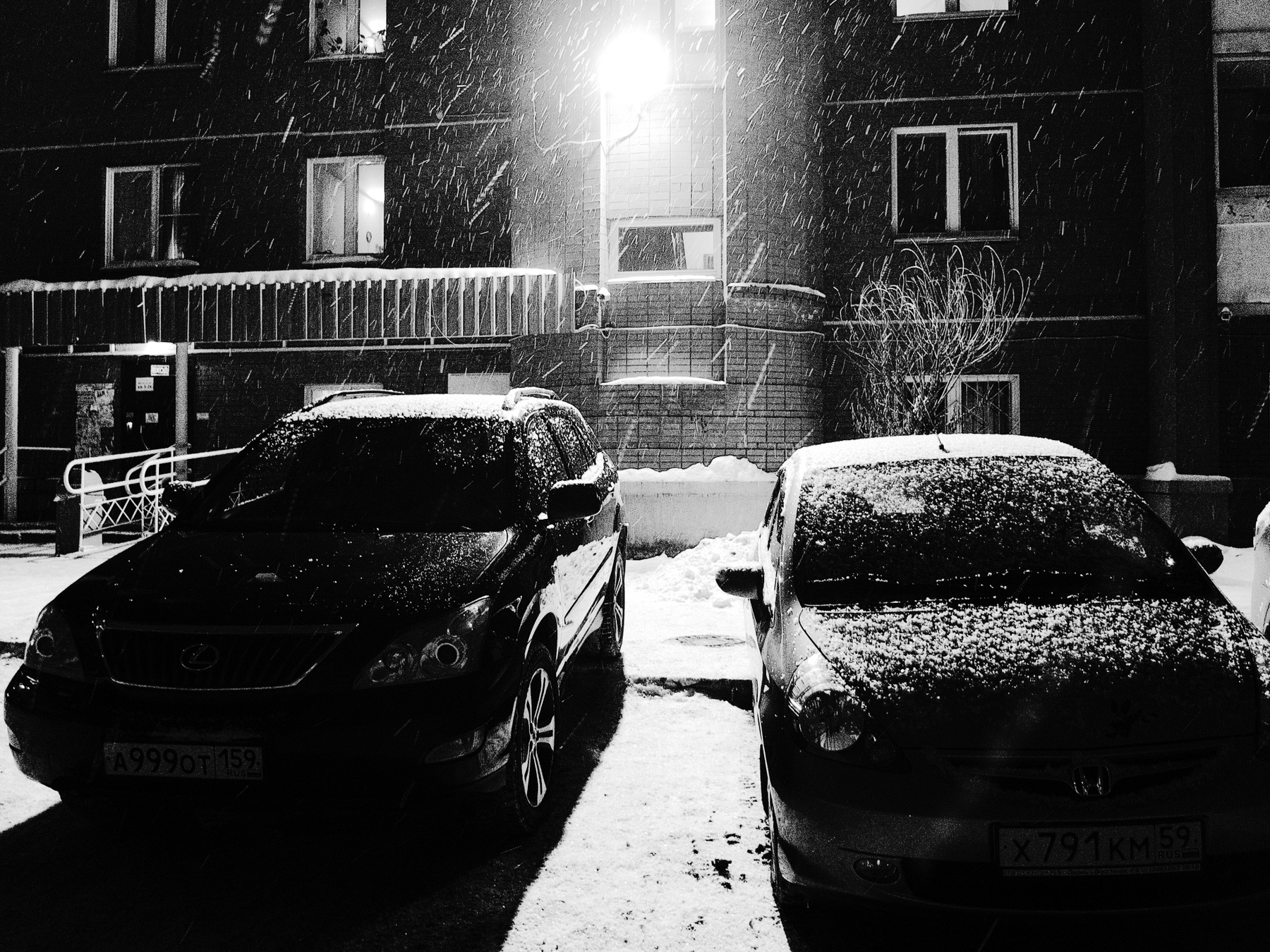 Winterabend город зима вечер ночь фонарь свет снег метель снегопад авто Шварц