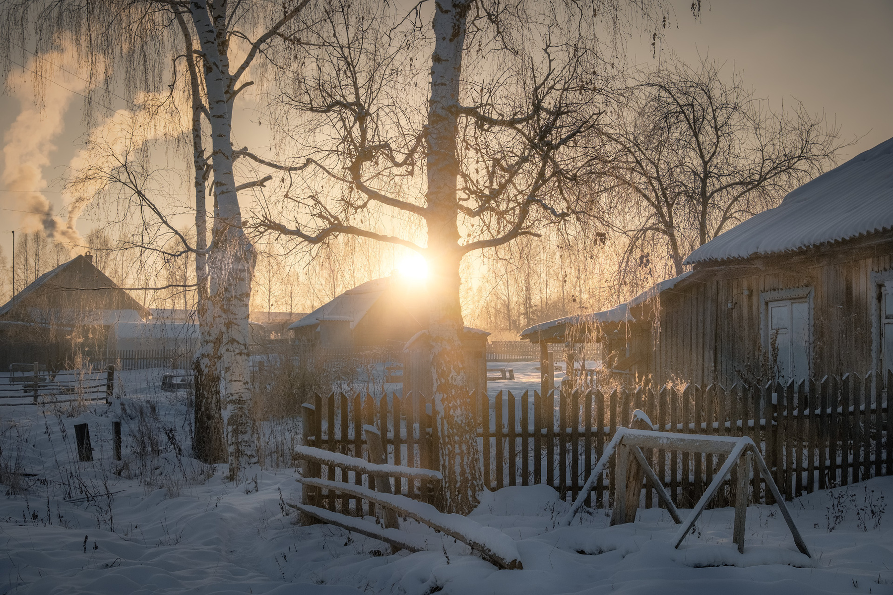 Деревенское утро деревня никифорово мороз утро зима солнце пейзаж пермь