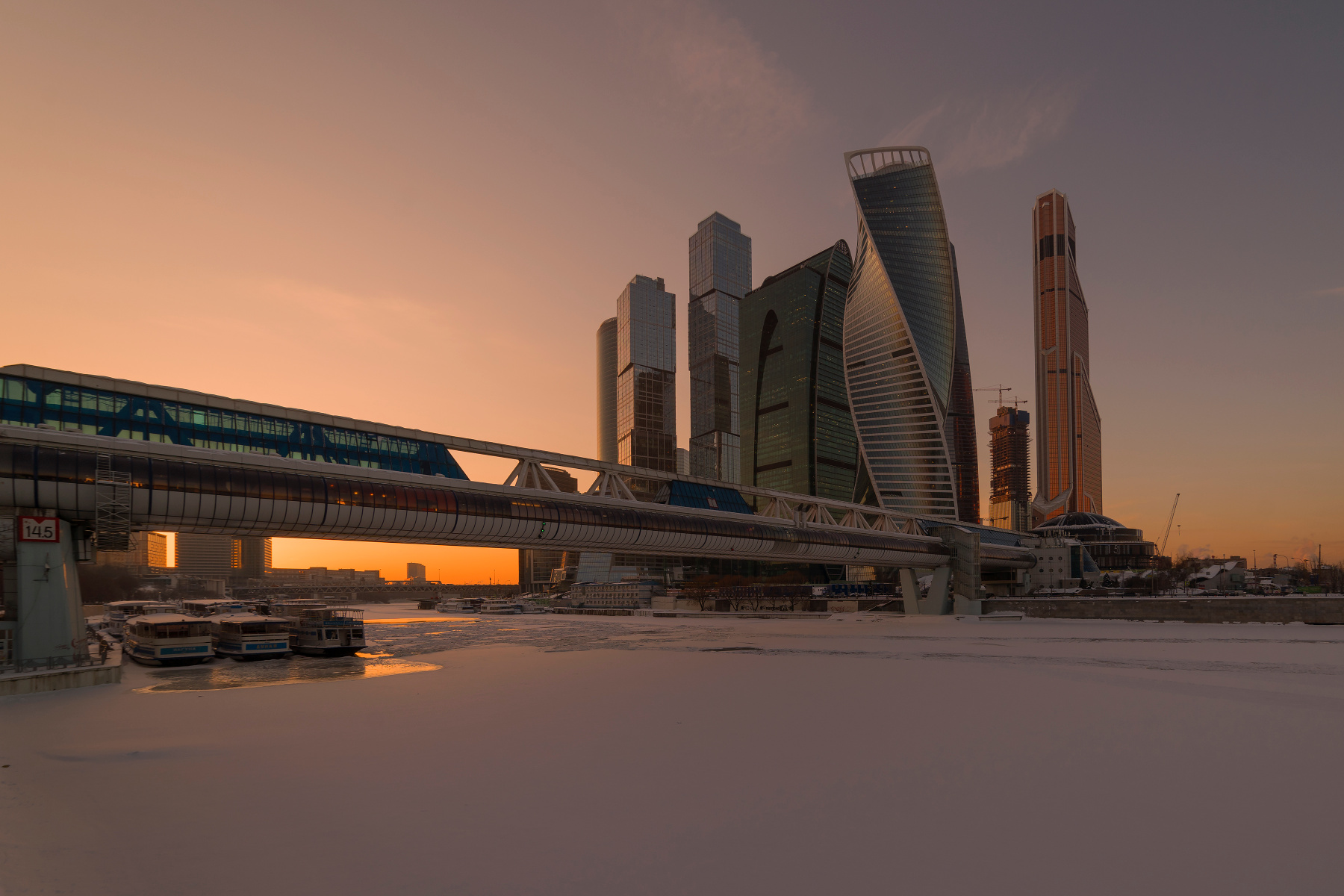 Тихий закат Москва город архитектура зима закат