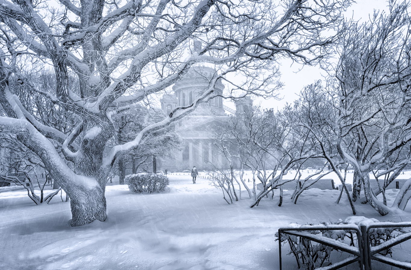 Снежный город город зима снегопад дерево сезон день храм собор архитектура