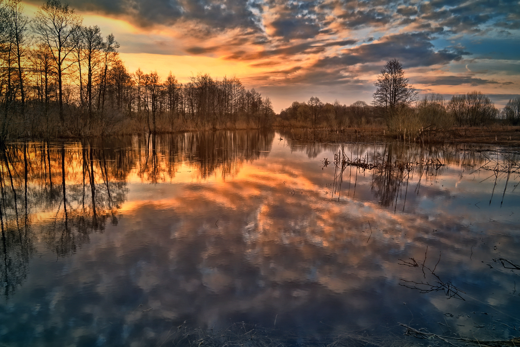 Рассвет Утро рассвет весна река Тверская область