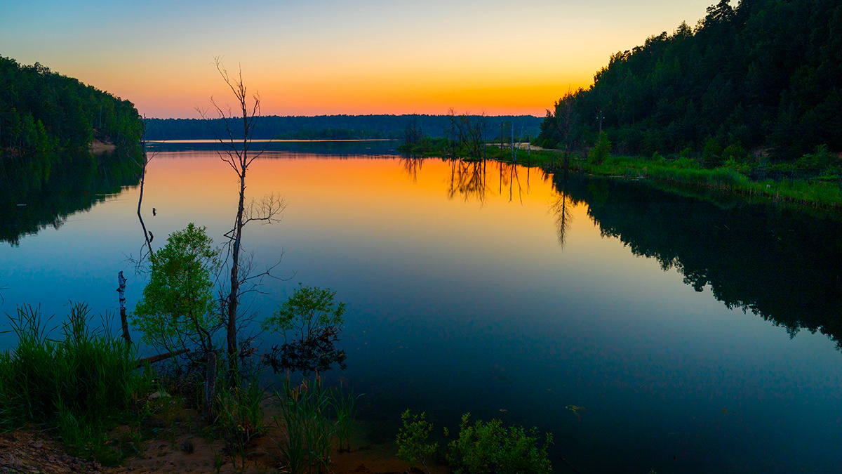 раннее утро рассвет отражение вода озеро река небо