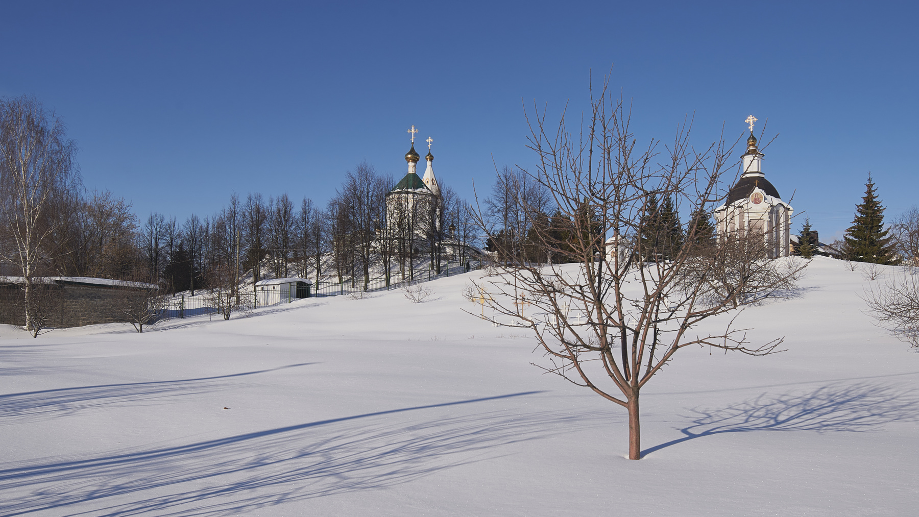 Владимирская горка Монастырь Владимирская горка март небо снег