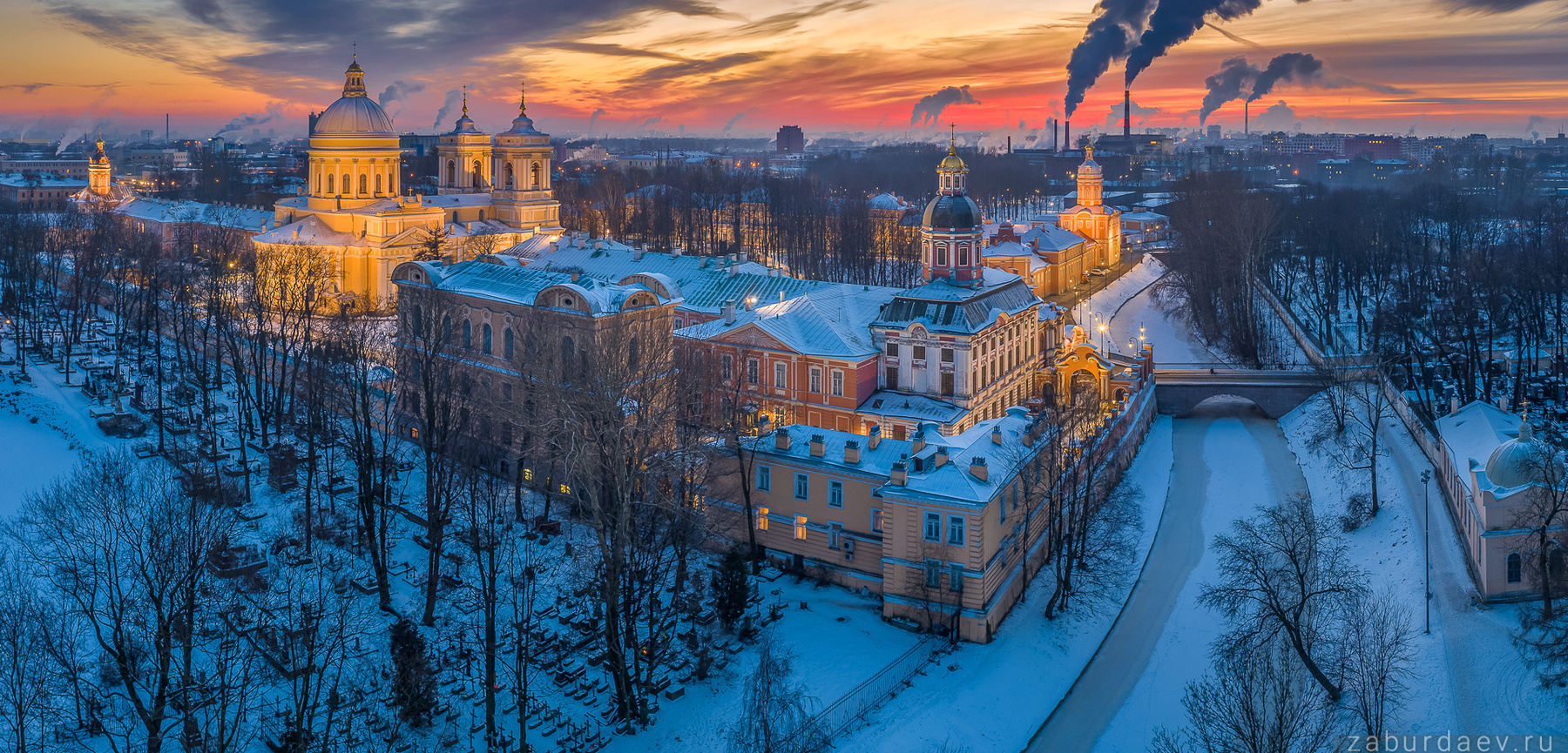 Александро-Невская лавра россия петербург зима вечер закат