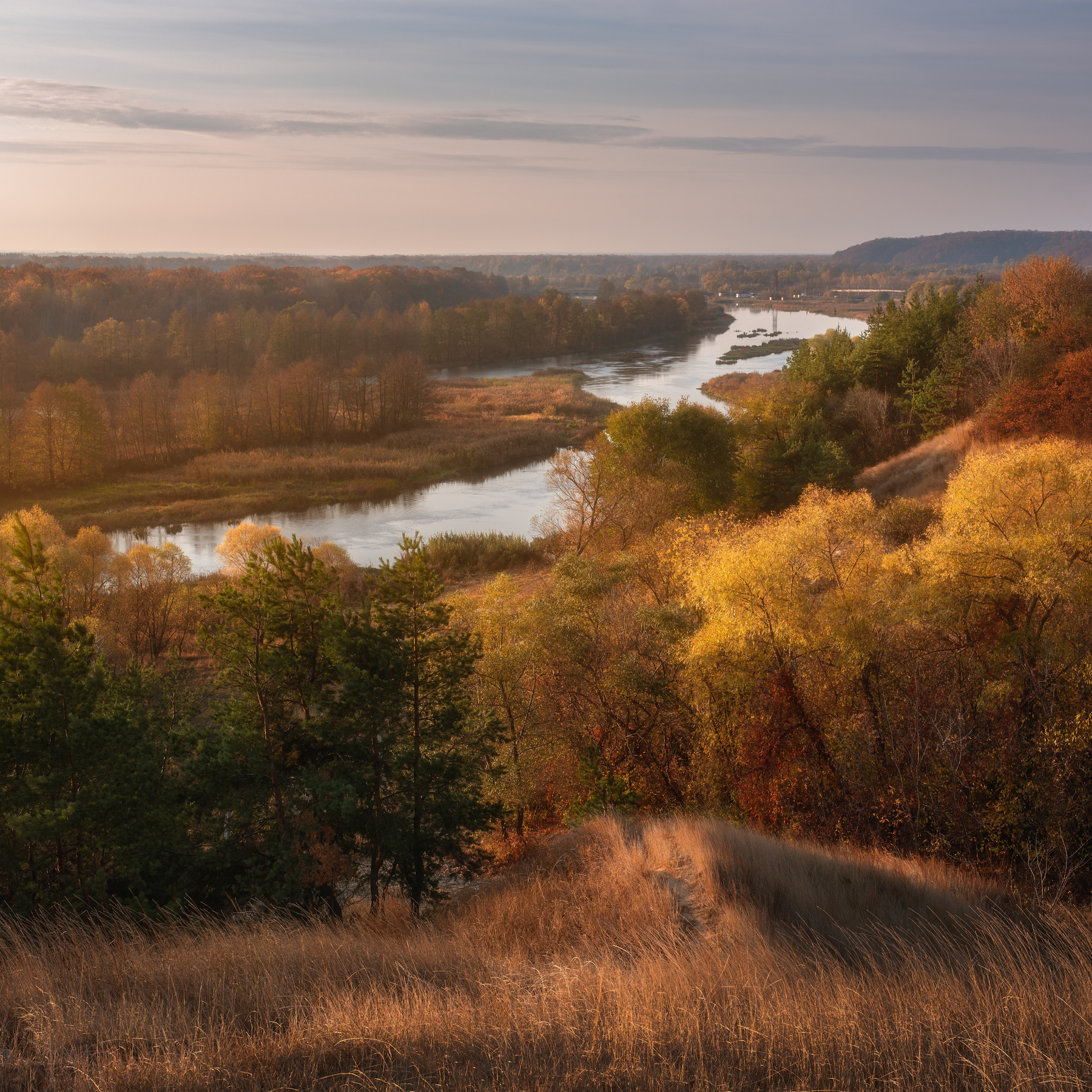 Осенний рассвет на реке Воронеж рамонь 2020 осень октябрь