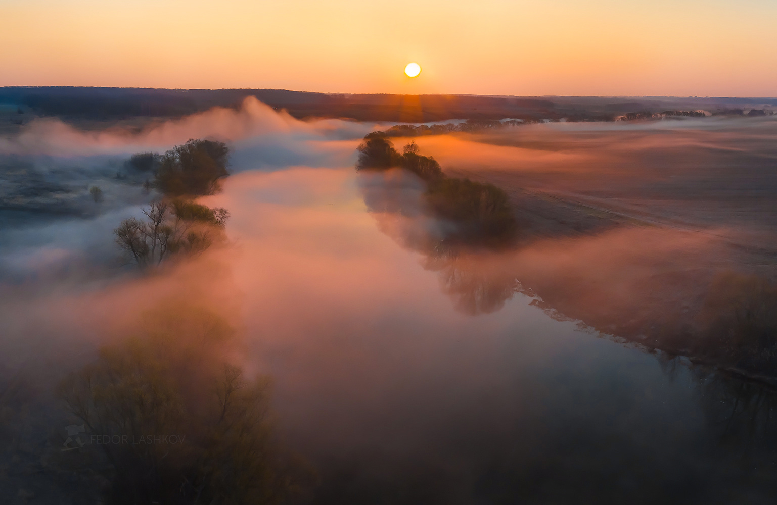 Весенний туман Лебедянский район Липецкая область река Красивая Меча весна апрель туманное квадрокоптер солнце туман