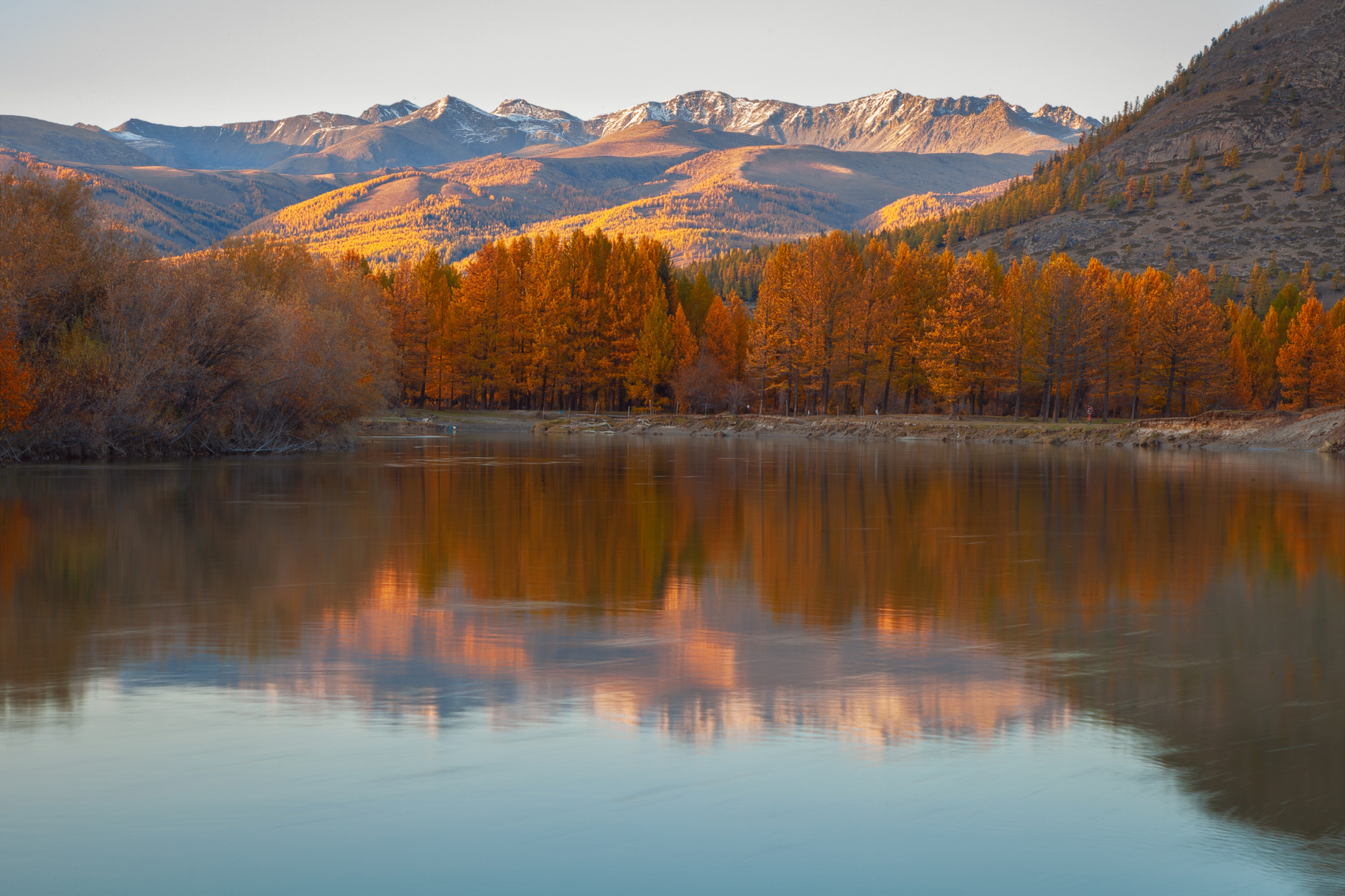 Закат на р. Акалаха Алтай республика горный Акалаха река горы осень закат