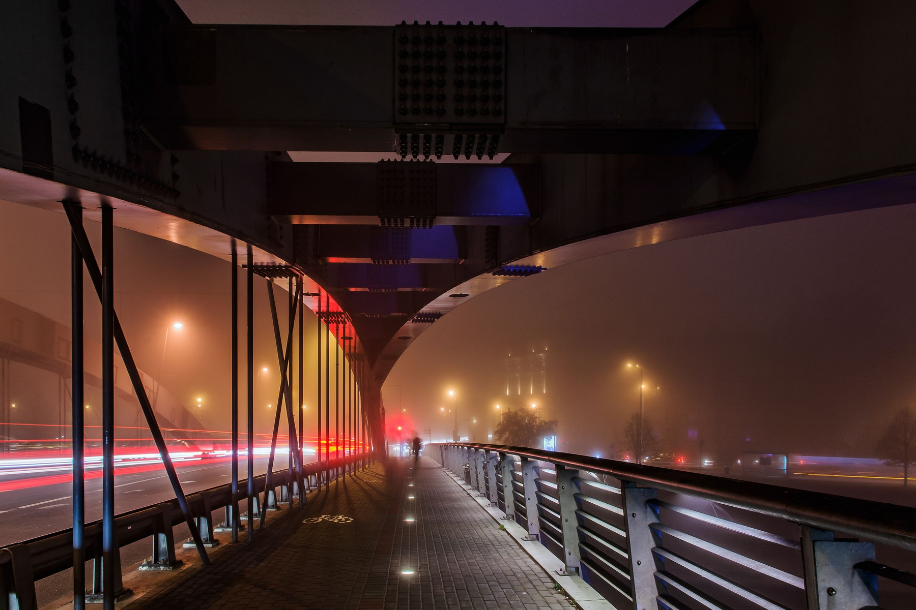 Туман Вильнюс Литва ночь туман мост