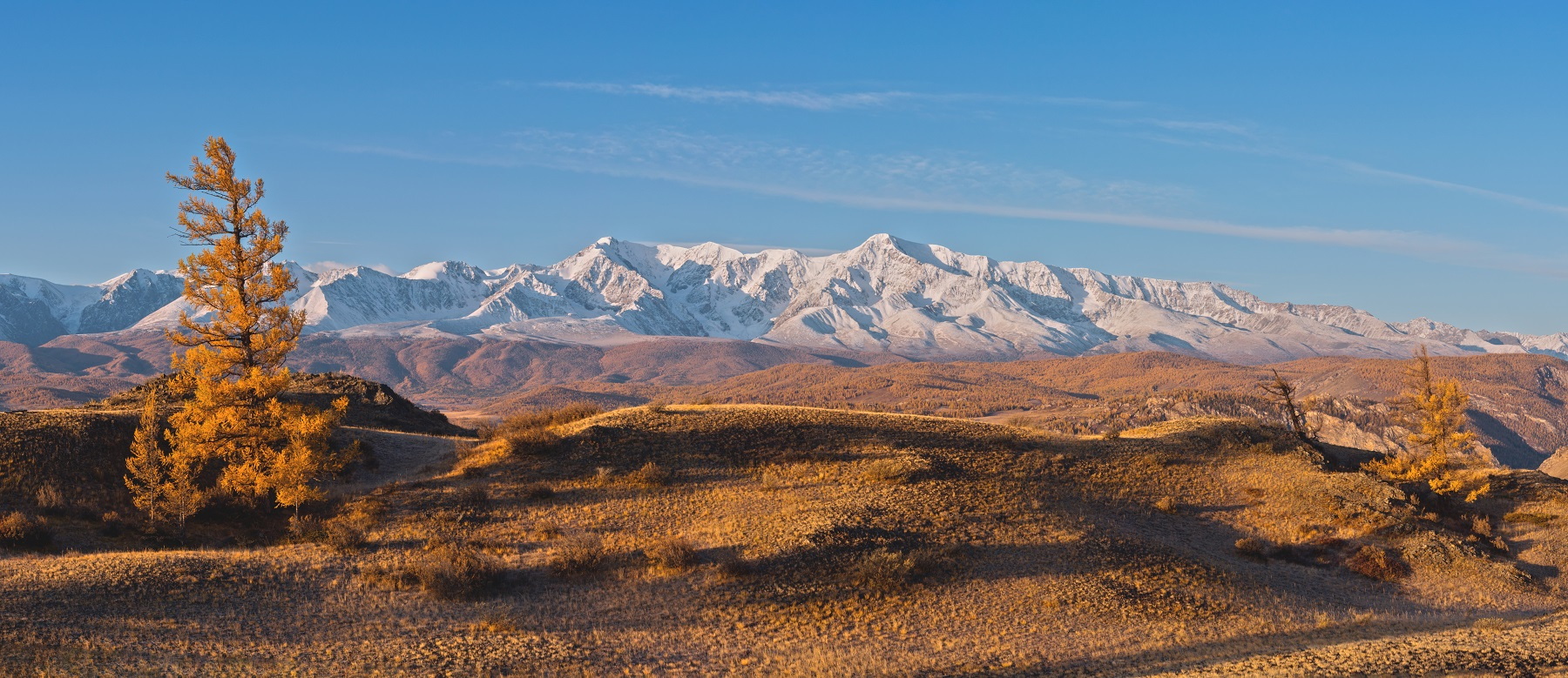 Вид на Северо-Чуйский хребет Алтай перевал осень чуя северо чуйкий рассвет утро горы свет тень