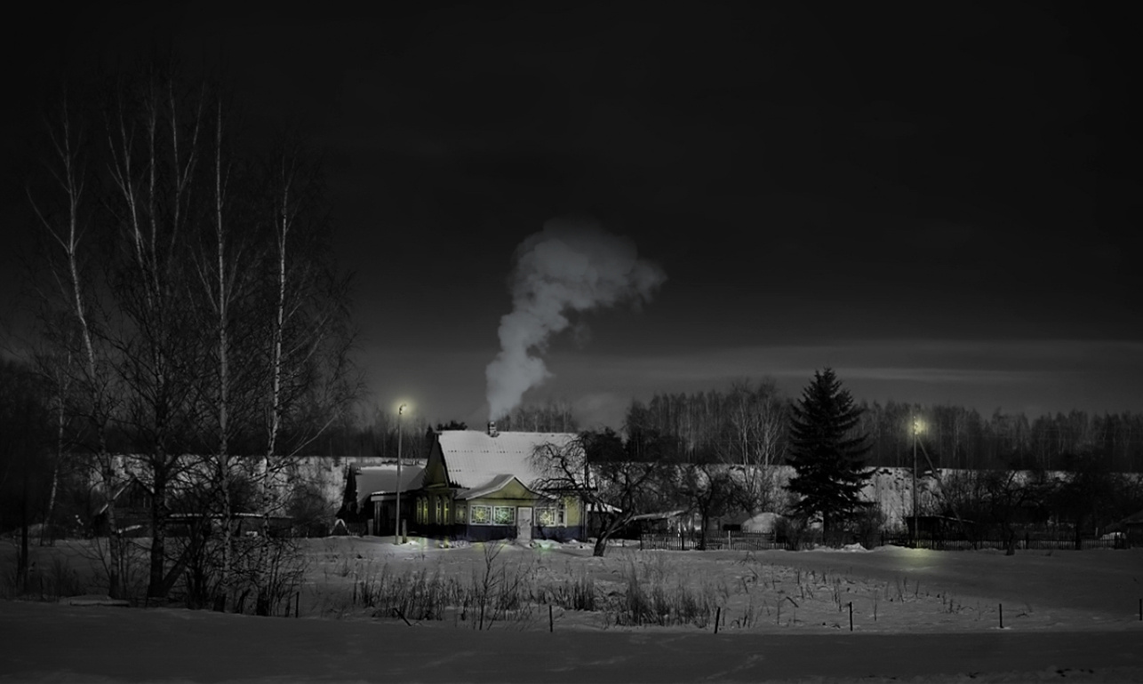 ***Зимняя ночь в деревне. 