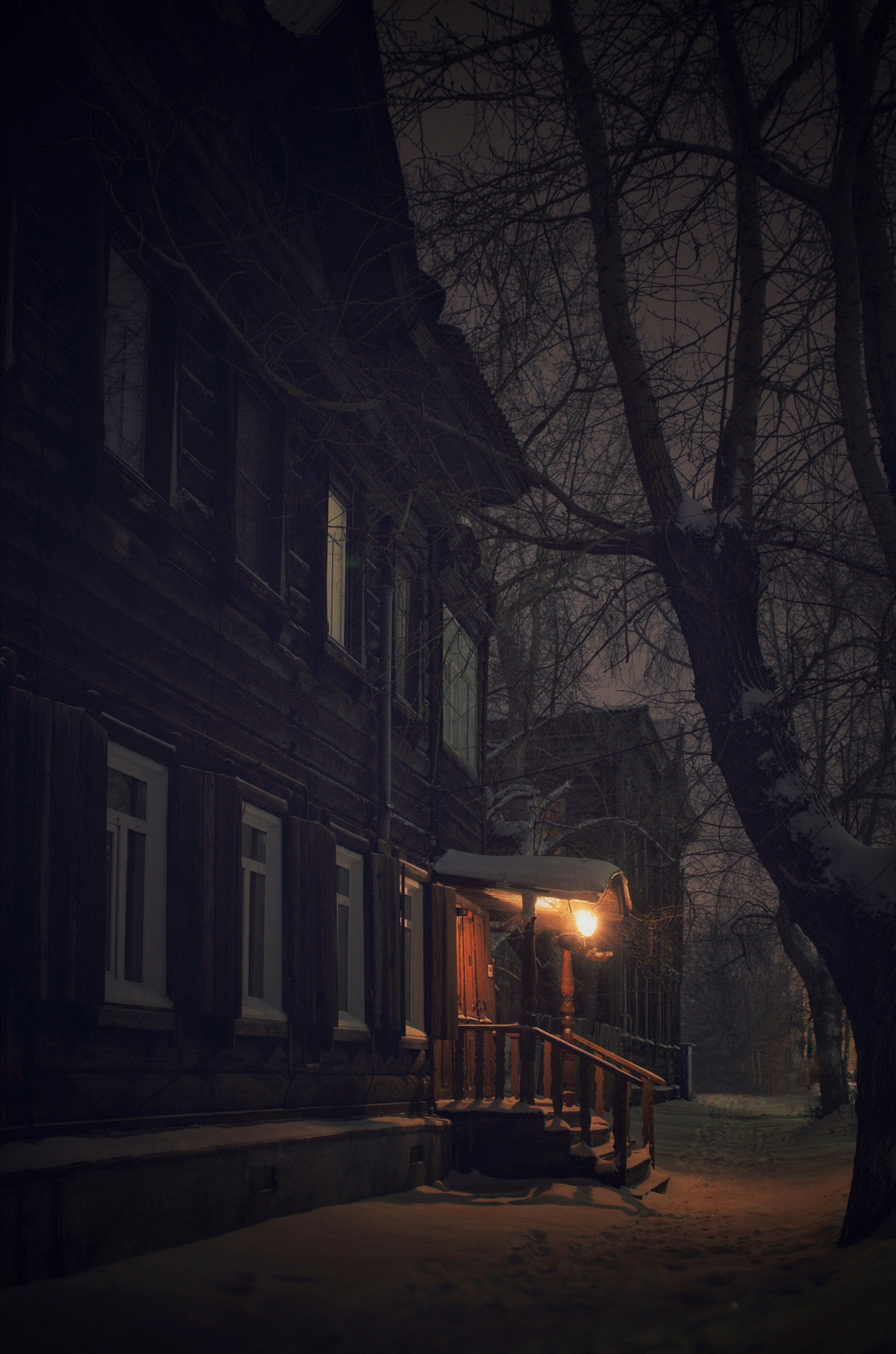 Ночь. Улица. Фонарь Ночь улица фонарь огни снег атмосферно архитектура