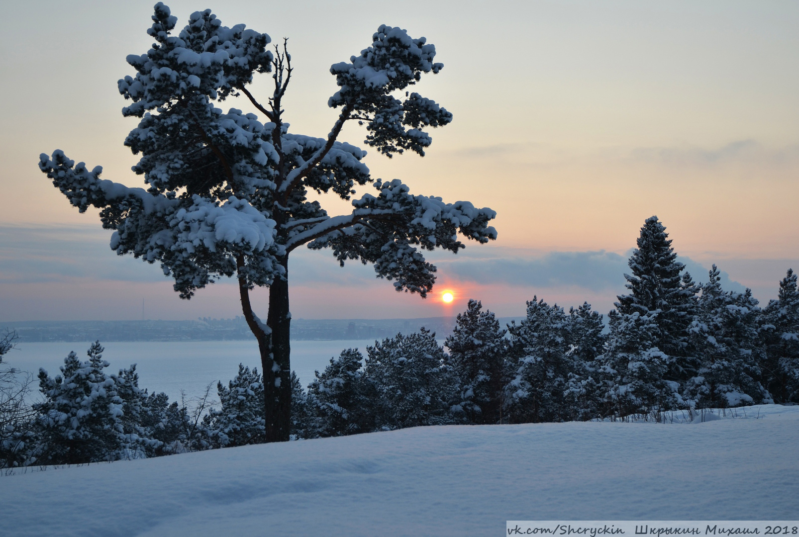 *** Карелия Россия пейзаж зима январь снег деревья закат небо