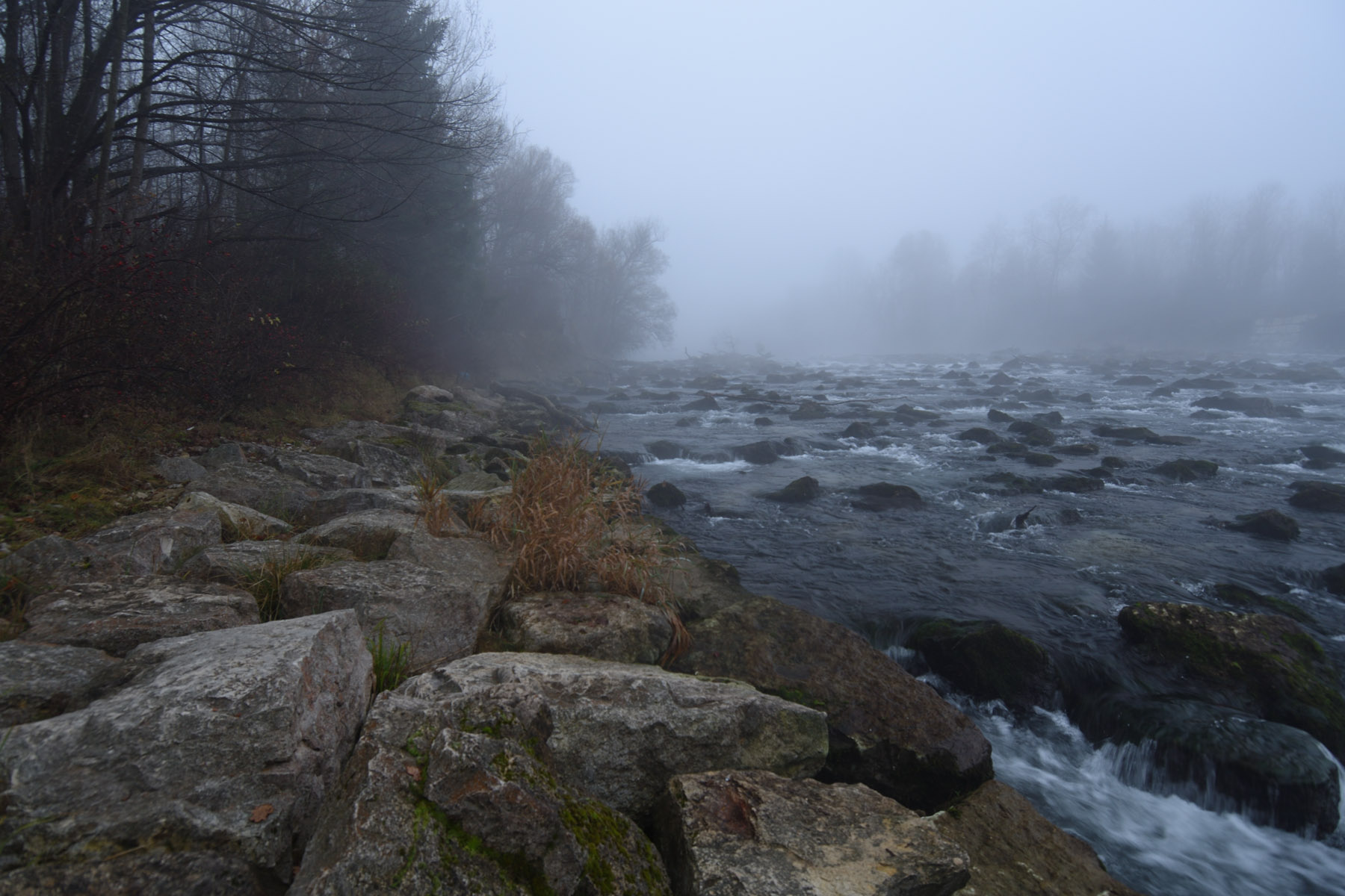 Время разбросанных камней река туман камни