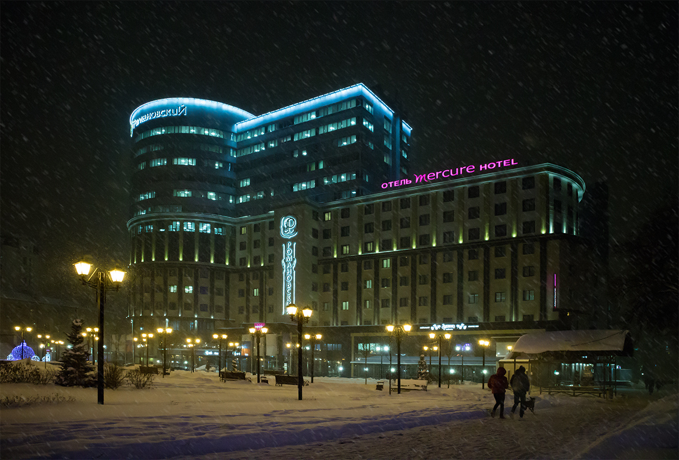 В городе метель зима снегопад метель бизнес-центр Романовский Воронеж
