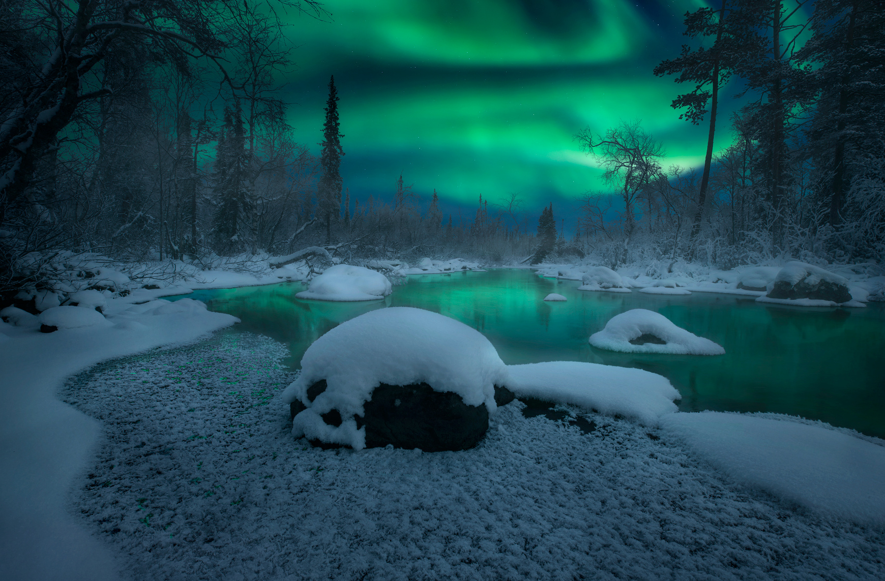 Christmas fairytale Aurora borealis Северное сияние Кольский полуостров Kola Peninsula